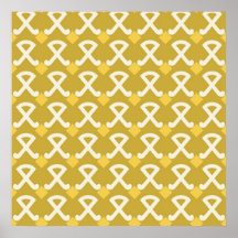 Green and Gold Diamonds and Hooks Patterns Poster