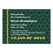 Green and Gold New Grad Announcement Any Year