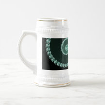 Green and Grey Fractal Spiral Mugs