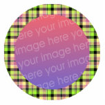 green and mauve tartan plaid frame photo sculptures