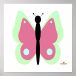 Green And Pink Butterfly Print