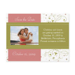 Green and Pink Floral Save the Date Announcement