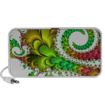 Green and Pink Fractal Swirls and Twirls Laptop Speakers