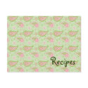 Green And Pink Paisley Recipe Card postcards