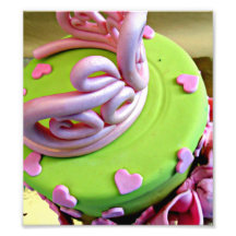 Green and pink princess cake photograph