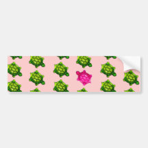 Green and Pink Turtle Pattern Bumper Sticker