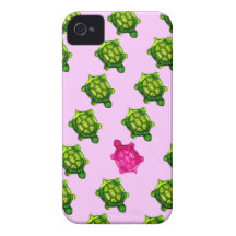 Green and Pink Turtle Pattern iPhone 4 Case-Mate Case