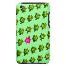 Green and Pink Turtle Pattern Barely There iPod Cases