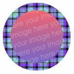 green and purples tartan plaid frame photo sculptures