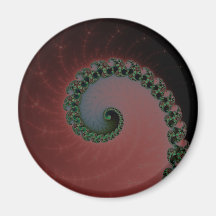 Green and Red Futuristic Fractal Spirals Swirls Refrigerator Magnet