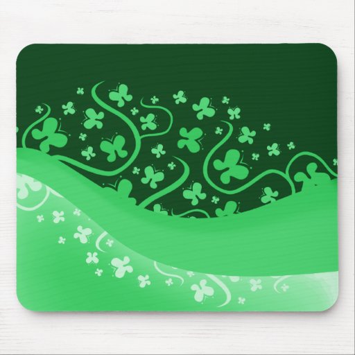 Green and White Abstract Butterflies Mousemat
