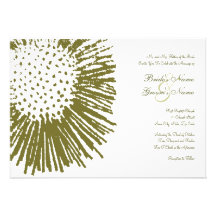 Green and White Abstract Floral Wedding Invitation