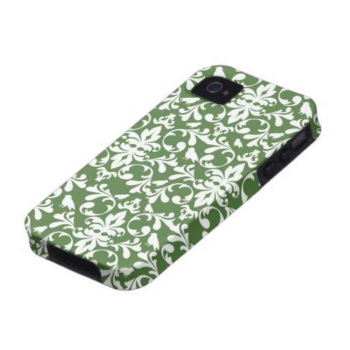 green and white bird damask pattern vibe iPhone 4 cases