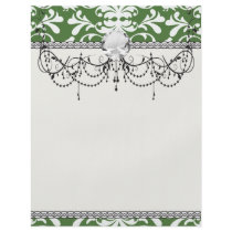 green and white bird damask pattern flyers