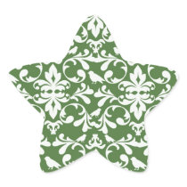 green and white bird damask pattern stickers