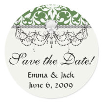 green and white bird damask pattern sticker