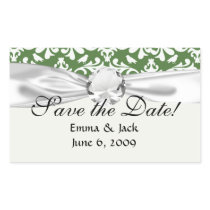 green and white bird damask pattern rectangle stickers