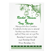 Green and white casual wedding invitation