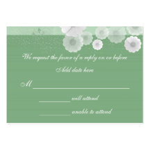 Green And White Floral Wedding Response Card Business Cards