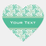 Green and White Geometric Pattern Heart Stickers