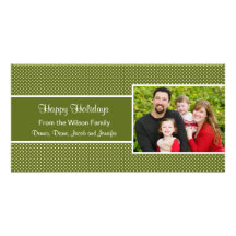 Green and White Polka Dot Holiday Christmas Card Photo Card