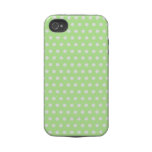 Green and White Polka Dot Pattern. Spotty. Iphone 4 Tough Cover