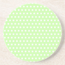 Green and White Polka Dot Pattern. Spotty. Drink Coaster