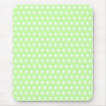 Green and White Polka Dot Pattern. Spotty. Mouse Pads