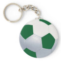 Green and White Soccer Ball Keychain