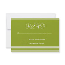 Green and White Striped Wedding Invitation RSVP