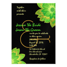 Green and Yellow Flowers Wedding Template Personalised Invitation