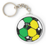 Green and yellow soccer ball keychains