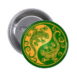 Green and Yellow Yin Yang Geckos Buttons