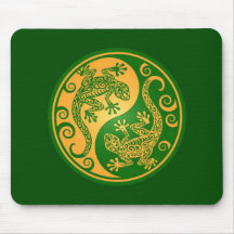 Green and Yellow Yin Yang Geckos Mousepad