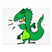 Green Angry Dinosaur Personalized Invitation