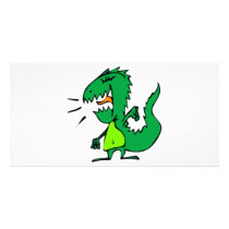 Green Angry Dinosaur Photo Greeting Card