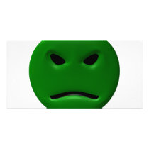 Green Angy Smiley Personalized Photo Card