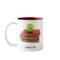 Green Apple and Red Books Teacher's Pet Drinkware mugs