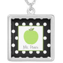 Green Apple / Black With White Polka Dots