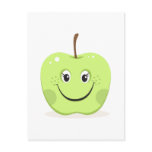 Green apple cartoon girl postcard