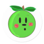 Green Apple Face Round Sticker