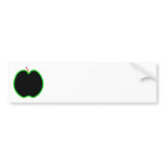 Green Apple Outline. Black centre Red stem. Custom bumper stickers