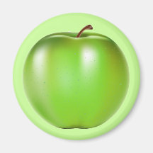 GREEN APPLE REFRIGERATOR MAGNET