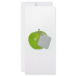Green apple with metal tag rack cards