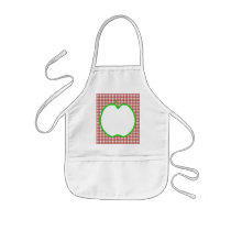 Green Apple with Red and White Check Pattern. Aprons