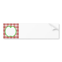 Green Apple with Red and White Check Pattern. Bumper Sticker