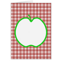 Green Apple with Red and White Check Pattern. Card