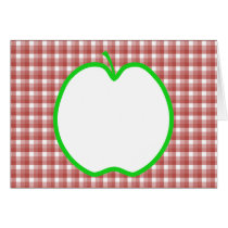 Green Apple with Red and White Check Pattern. Greeting Card