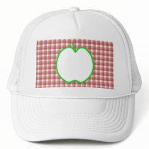 Green Apple with Red and White Check Pattern. Hat