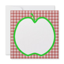 Green Apple with Red and White Check Pattern. Custom Invitations